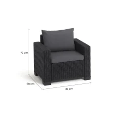 Poltrone|Poltrone Da Esterno > Dmora Set di 2 poltrone da esterno Miramichi, 83x68 h72 cm, Antracite Nero Antracite