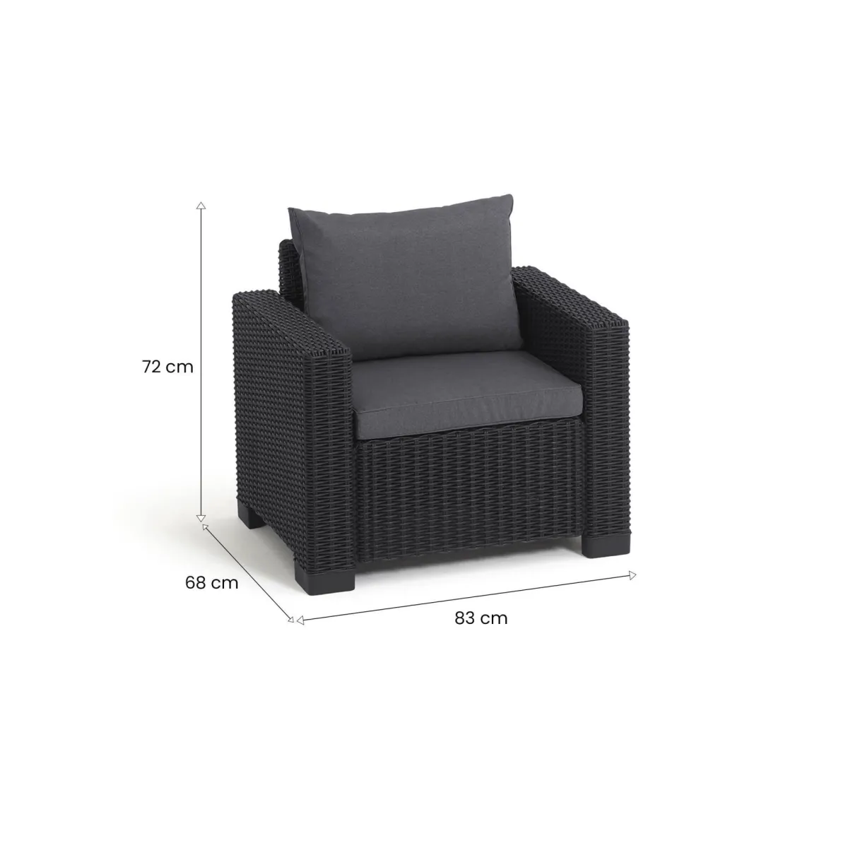 Poltrone|Poltrone Da Esterno > Dmora Set di 2 poltrone da esterno Miramichi, 83x68 h72 cm, Antracite Nero Antracite