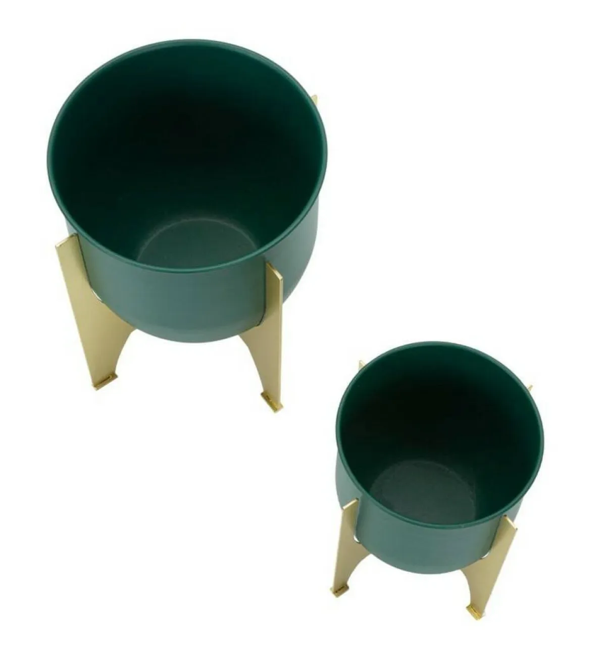 Oggettistica|Vasi > Dmora Set di 2 portavasi Barbena, 25x25 h26 cm, Verde e Oro Oro, Verde