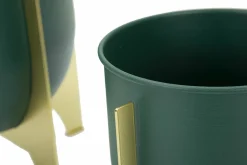 Oggettistica|Vasi > Dmora Set di 2 portavasi Barbena, 25x25 h26 cm, Verde e Oro Oro, Verde