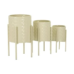 Set di 3 portavasi Cisterna, 36x36 h57 cm, Crema