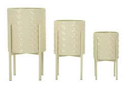 Set di 3 portavasi Cisterna, 36x36 h57 cm, Crema