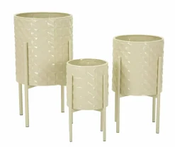 Set di 3 portavasi Cisterna, 36x36 h57 cm, Crema