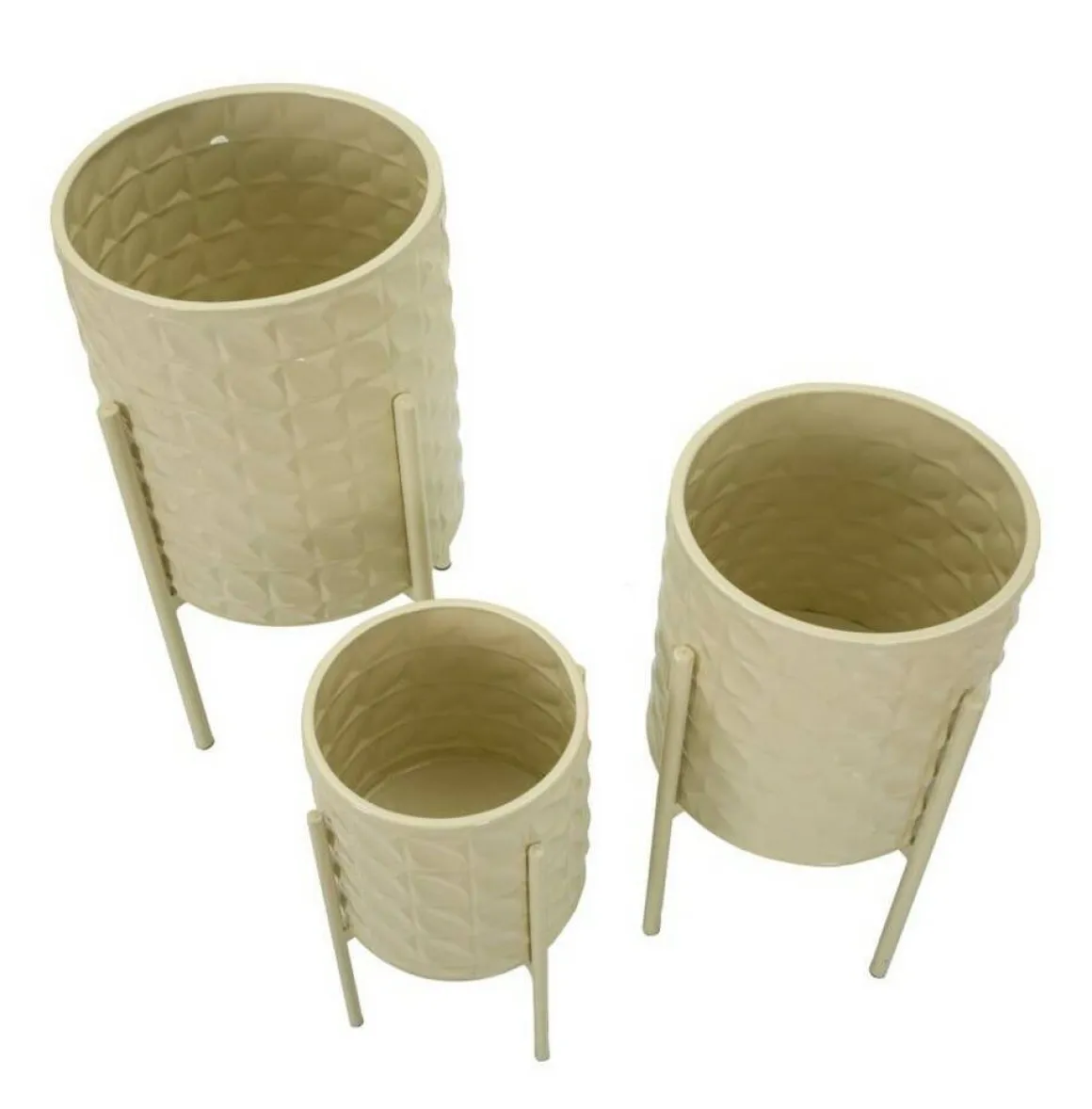 Set di 3 portavasi Cisterna, 36x36 h57 cm, Crema