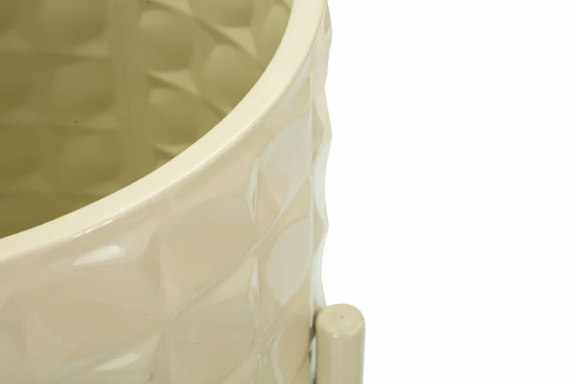 Set di 3 portavasi Cisterna, 36x36 h57 cm, Crema