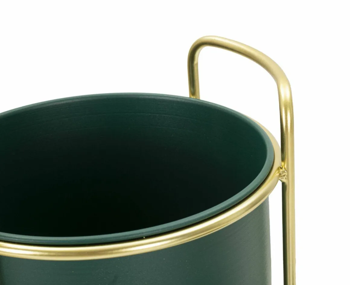 Set di 2 portavasi Rangone, 24x24 h70 cm, Verde e Oro