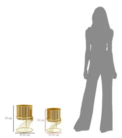 Oggettistica|Vasi > Dmora Set di 2 portavasi Sauri, 23x23 h36 cm, Oro