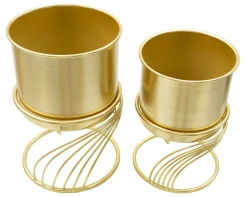 Oggettistica|Vasi > Dmora Set di 2 portavasi Sauri, 23x23 h36 cm, Oro