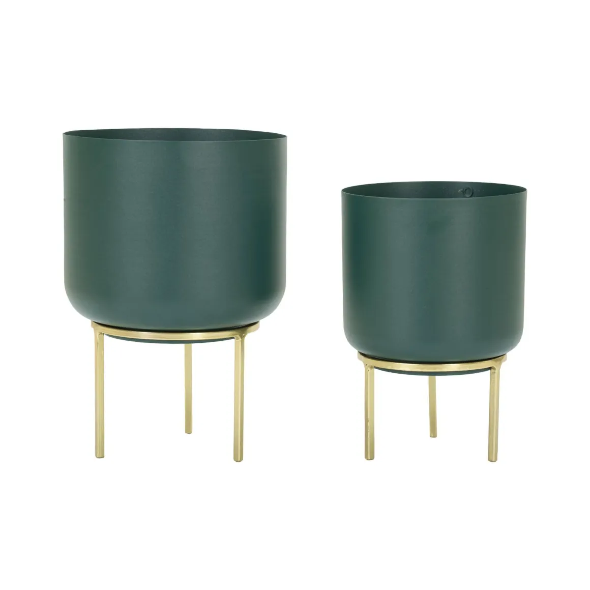 Set di 2 portavasi Subequo, 20x20 h29 cm, Verde e Oro