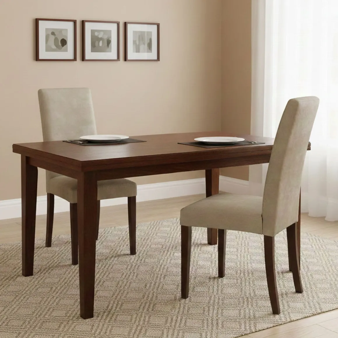 Sedie > Dmora Set di Sedie Beige Marrone Noce 4 Sedie Effetto Velluto, Imbottito - Ferraris Marrone, Beige Noce