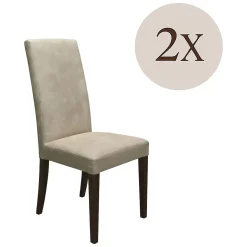 Sedie > Dmora Set di Sedie Beige Marrone Noce 4 Sedie Effetto Velluto, Imbottito - Ferraris Marrone, Beige Noce