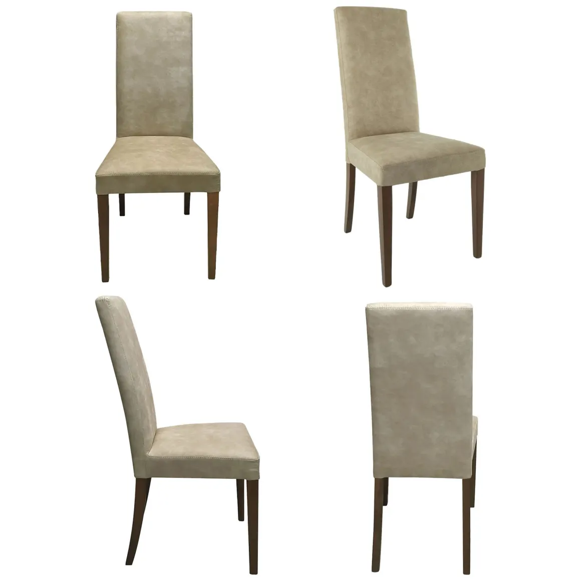 Sedie > Dmora Set di Sedie Beige Marrone Noce 4 Sedie Effetto Velluto, Imbottito - Ferraris Marrone, Beige Noce