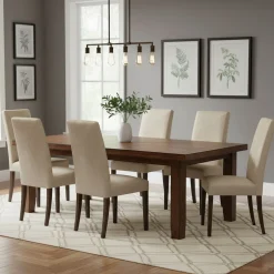 Set di Sedie Beige Marrone Noce 6 Sedie Effetto Velluto, Imbottito - Ferraris