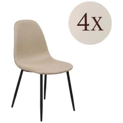 Sedie > Dmora Set di Sedie Beige Nero 4 Sedie Imbottito, Effetto Corda - Zambrone Nero, Beige