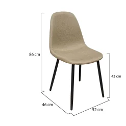 Sedie > Dmora Set di Sedie Beige Nero 4 Sedie Imbottito, Effetto Corda - Zambrone Nero, Beige