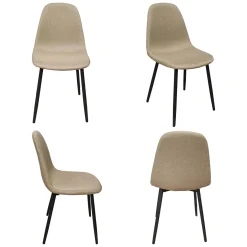 Sedie > Dmora Set di Sedie Beige Nero 4 Sedie Imbottito, Effetto Corda - Zambrone Nero, Beige