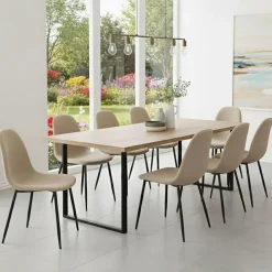 Set di Sedie Beige Nero 8 Sedie Imbottito, Effetto Corda - Zambrone