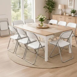 Sedie > Dmora Set di Sedie Bianco Grigio 10 Sedie Imbottito, Peso Supportato 80 kg - Antenore Grigio, Bianco