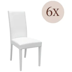 Set di Sedie Bianco 6 Sedie Imbottito, Effetto Laccato - Ferraris