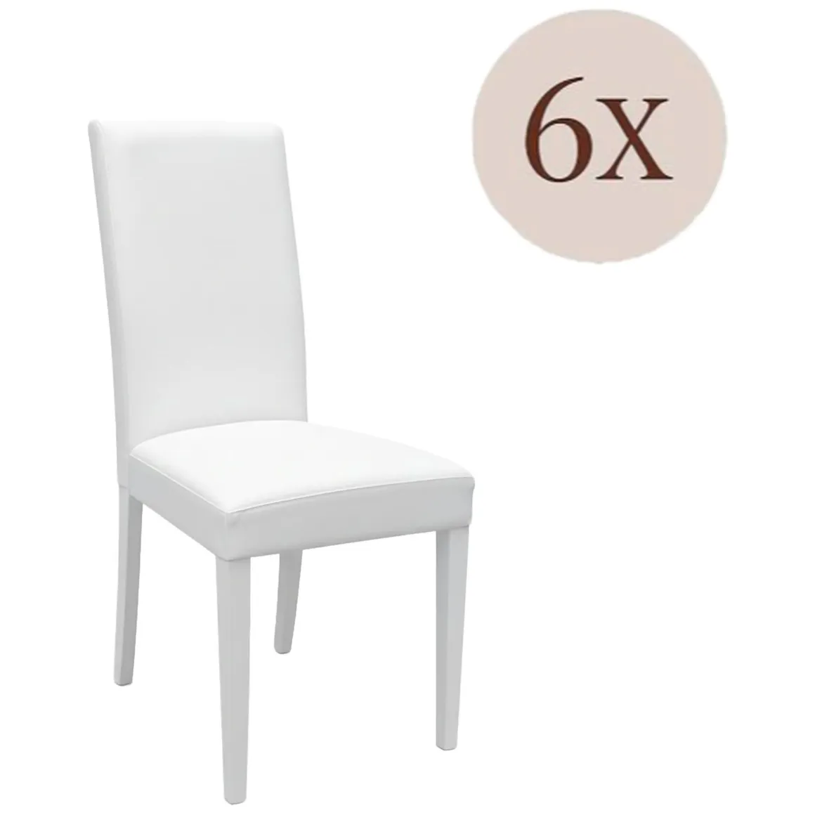 Set di Sedie Bianco 6 Sedie Imbottito, Effetto Laccato - Ferraris