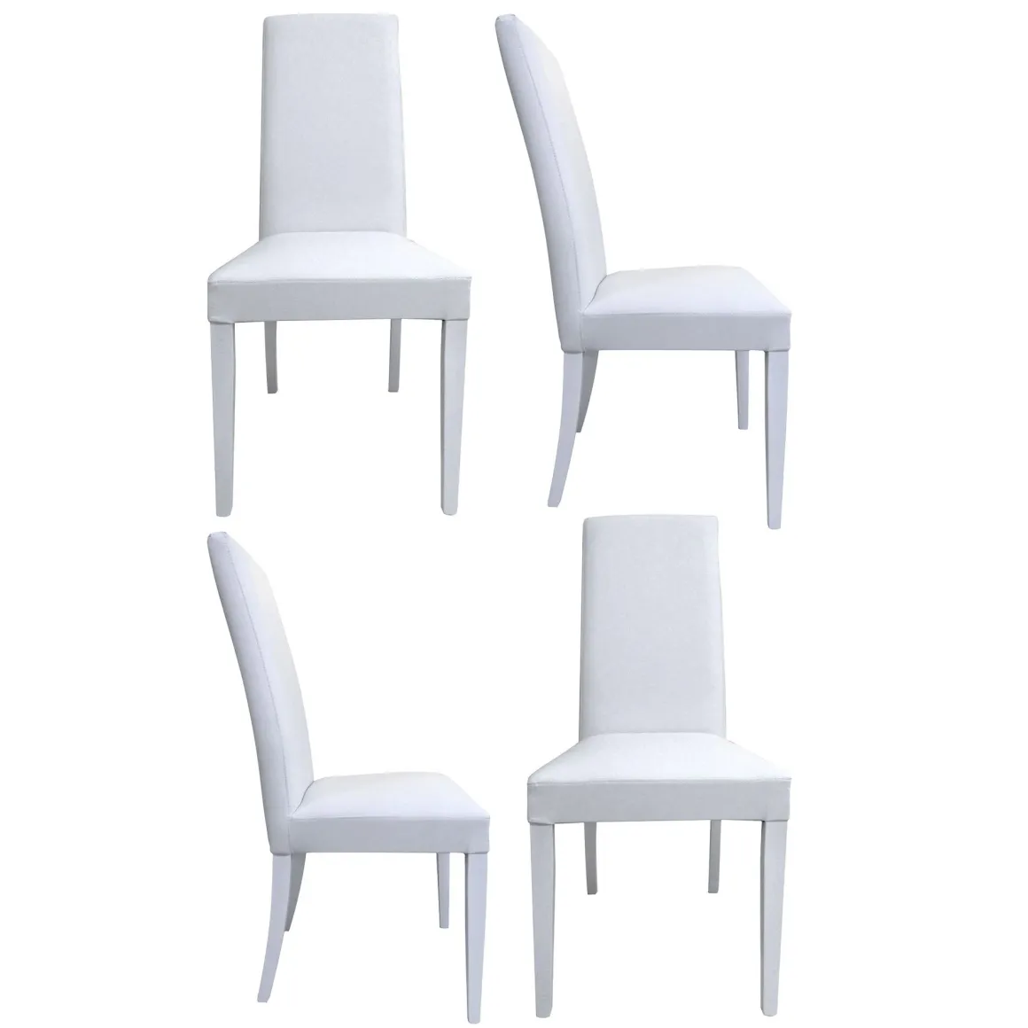 Set di Sedie Bianco 6 Sedie Imbottito, Effetto Laccato - Ferraris
