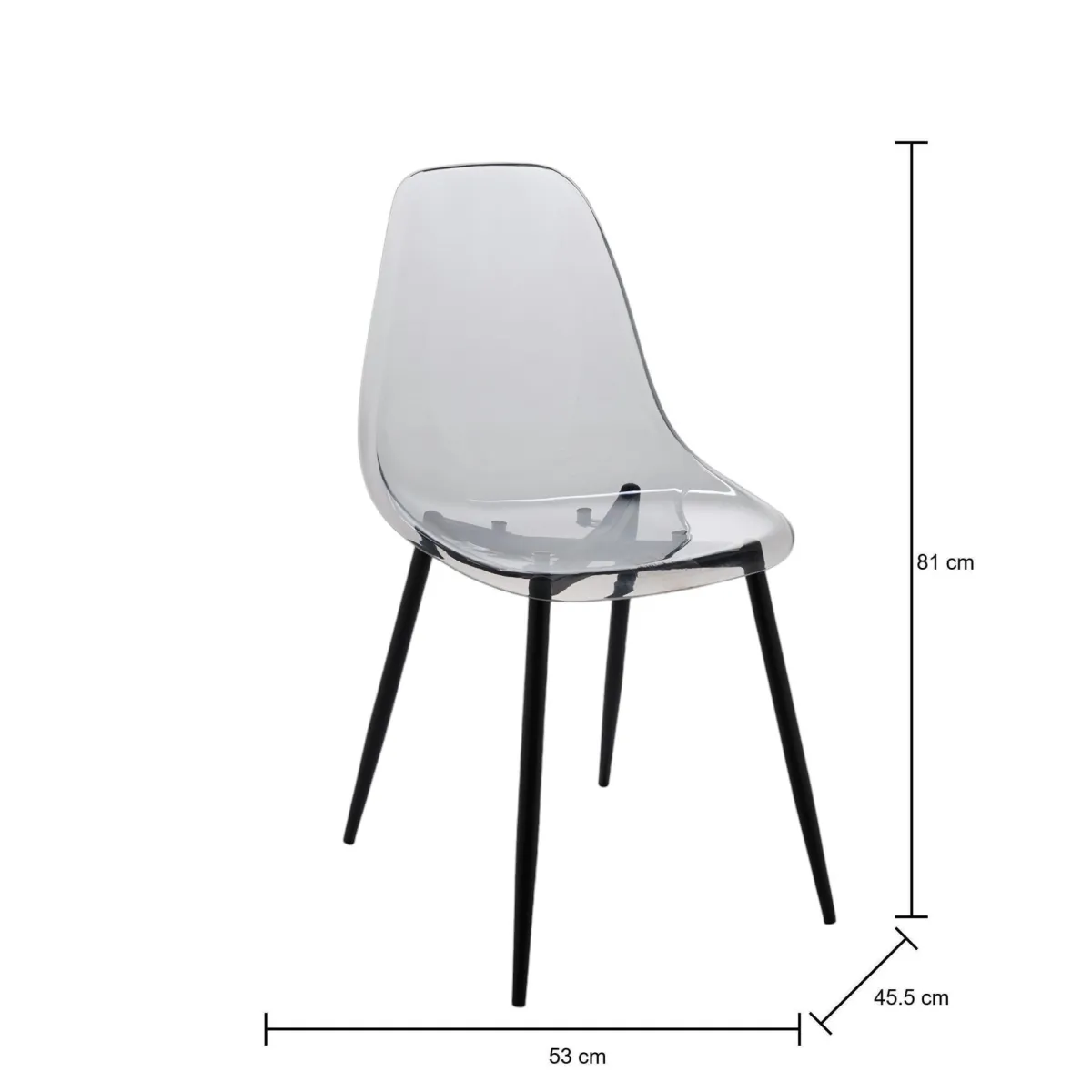 Sedie > Dmora Set di 2 sedie casual in plastica fume - Amstrong Grigio Fume