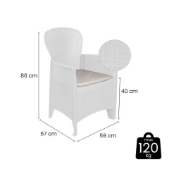 Sedie Da Esterno|Sedie > Dmora Set di 2 sedie da esterno Amilton, 59x57 h86 cm, Bianco