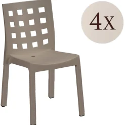 Sedie Da Esterno|Sedie > Dmora Set di 4 sedie da esterno Bandung, 48x53 h83 cm, Tortora Grigio Tortora