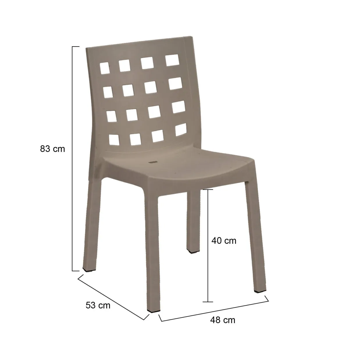 Sedie Da Esterno|Sedie > Dmora Set di 4 sedie da esterno Bandung, 48x53 h83 cm, Tortora Grigio Tortora