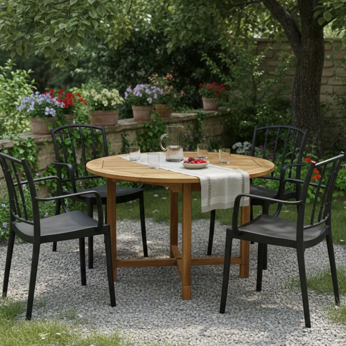 Set di 4 sedie da esterno Banyumas, 57x51 h85 cm, Antracite