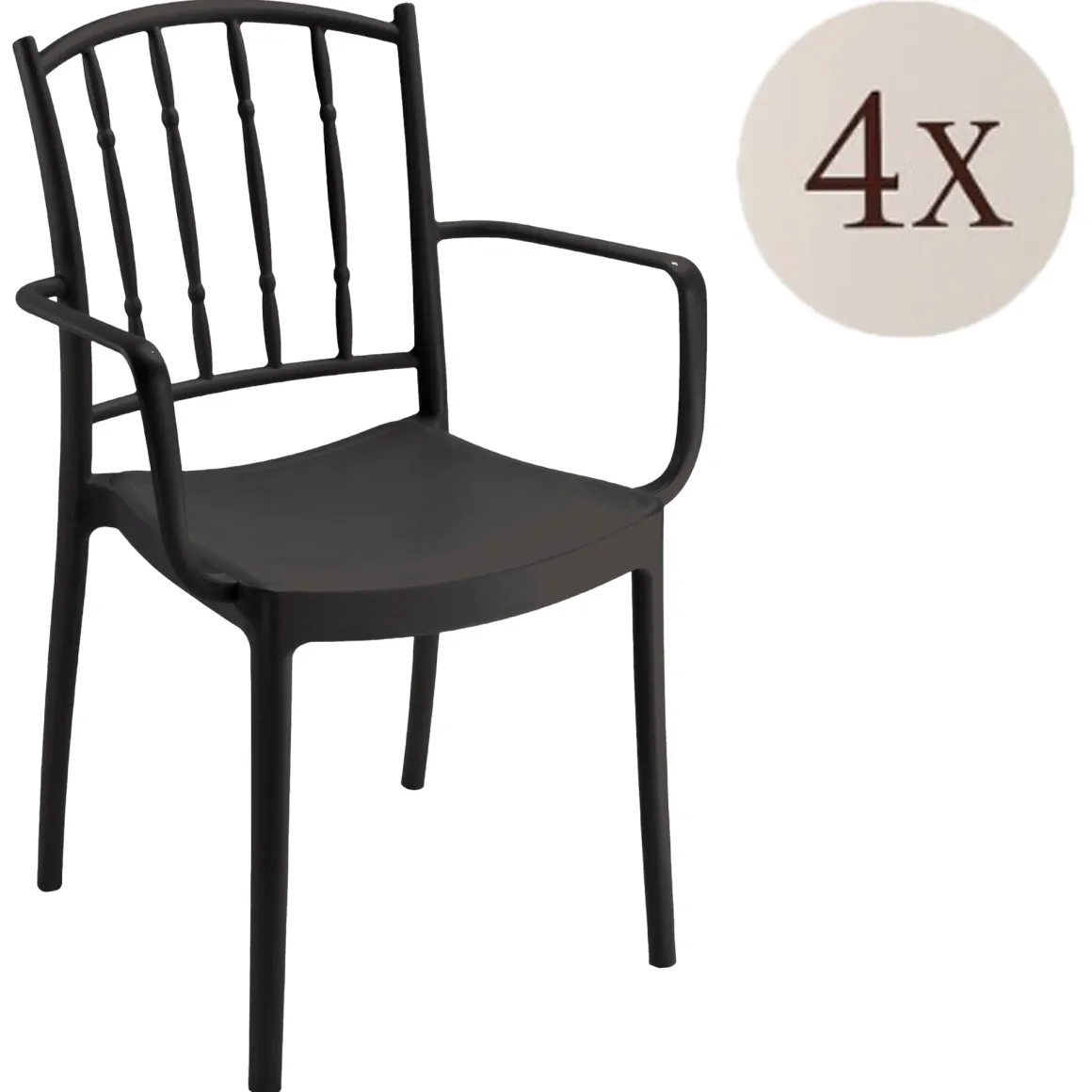 Set di 4 sedie da esterno Banyumas, 57x51 h85 cm, Antracite