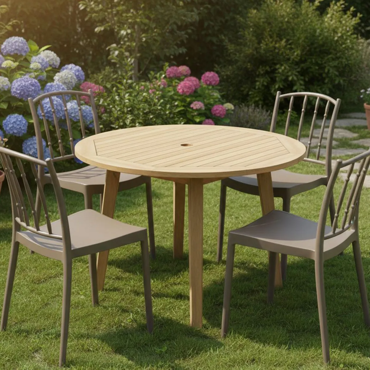 Sedie Da Esterno|Sedie > Dmora Set di 4 sedie da esterno Batam, 48x51 h85 cm, Tortora Grigio Tortora