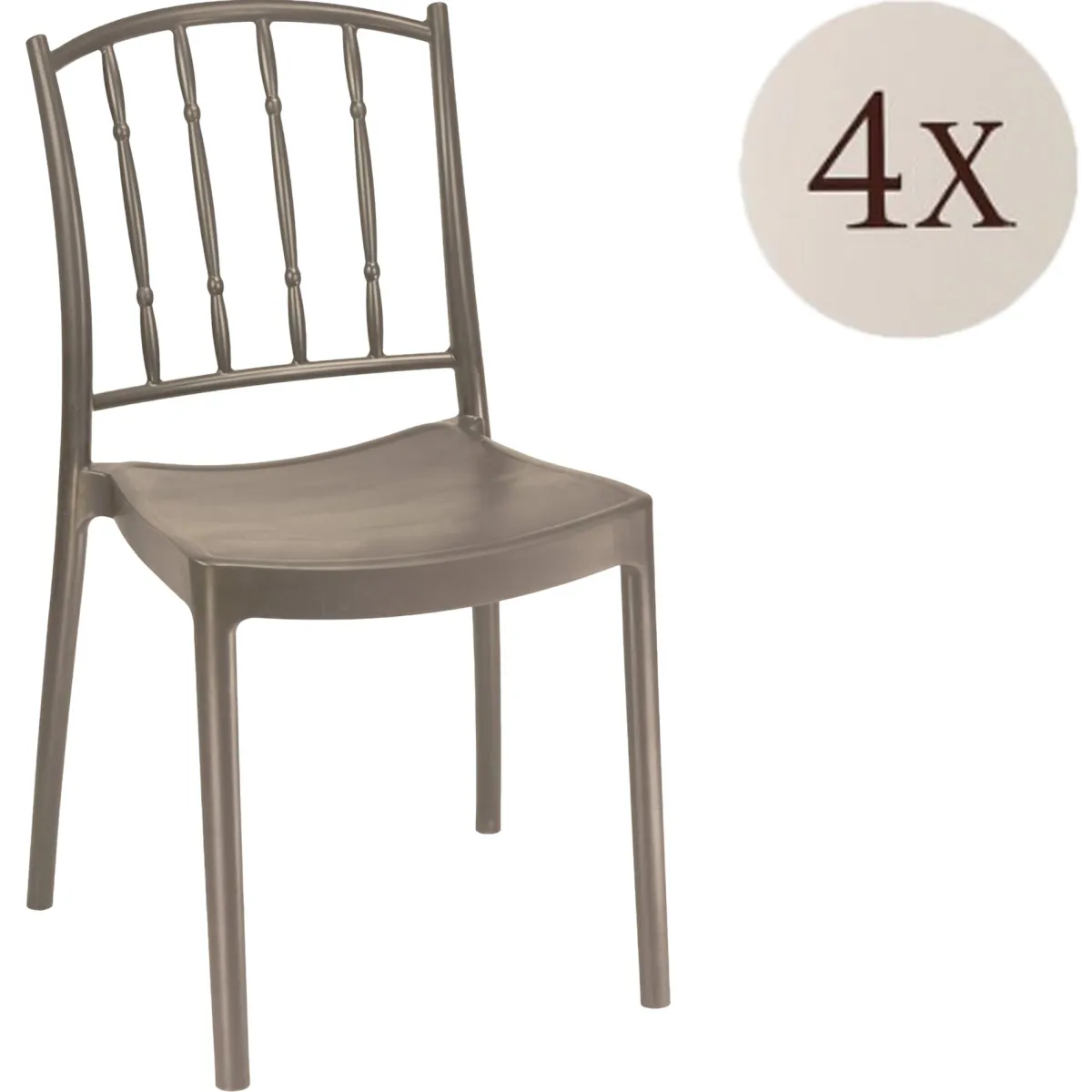 Sedie Da Esterno|Sedie > Dmora Set di 4 sedie da esterno Batam, 48x51 h85 cm, Tortora Grigio Tortora