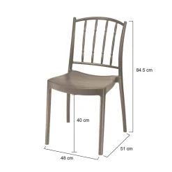 Sedie Da Esterno|Sedie > Dmora Set di 4 sedie da esterno Batam, 48x51 h85 cm, Tortora Grigio Tortora