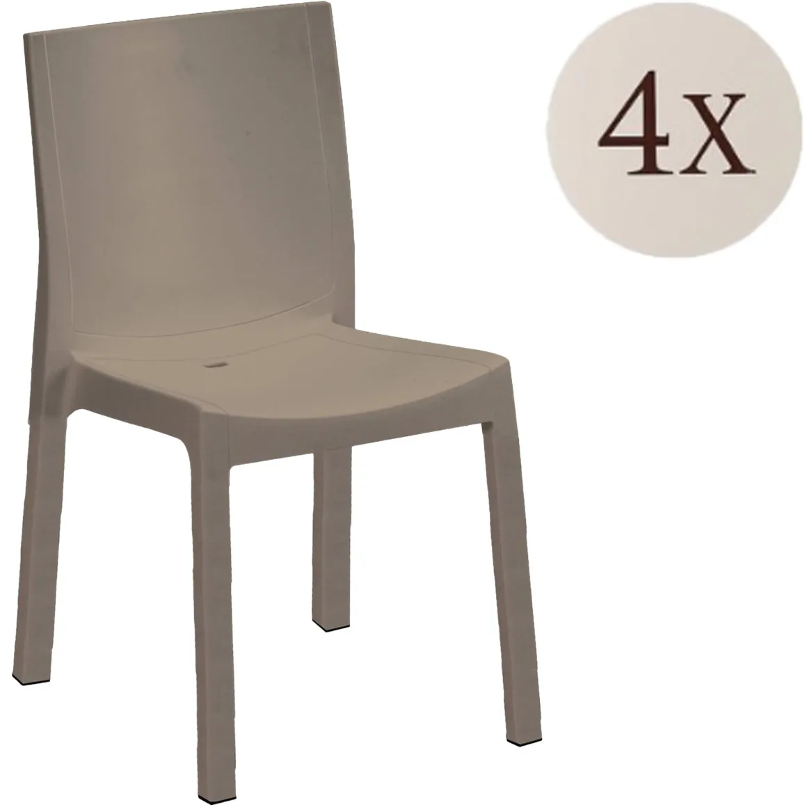 Set di 4 sedie da esterno Binjai, 48x53 h83 cm, Tortora