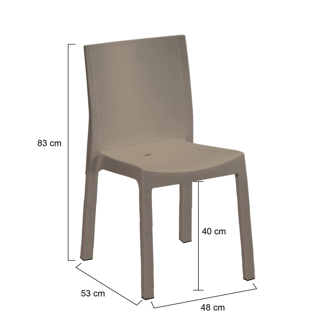 Set di 4 sedie da esterno Binjai, 48x53 h83 cm, Tortora