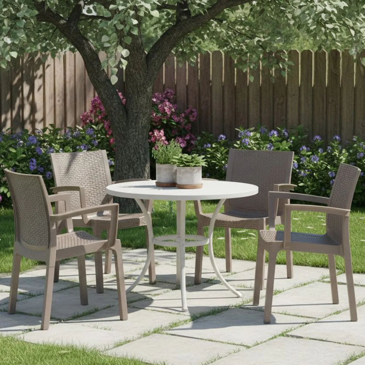 Sedie Da Esterno|Sedie > Dmora Set di 4 sedie da esterno Blitar, 57x53 h83 cm, Tortora Grigio Tortora