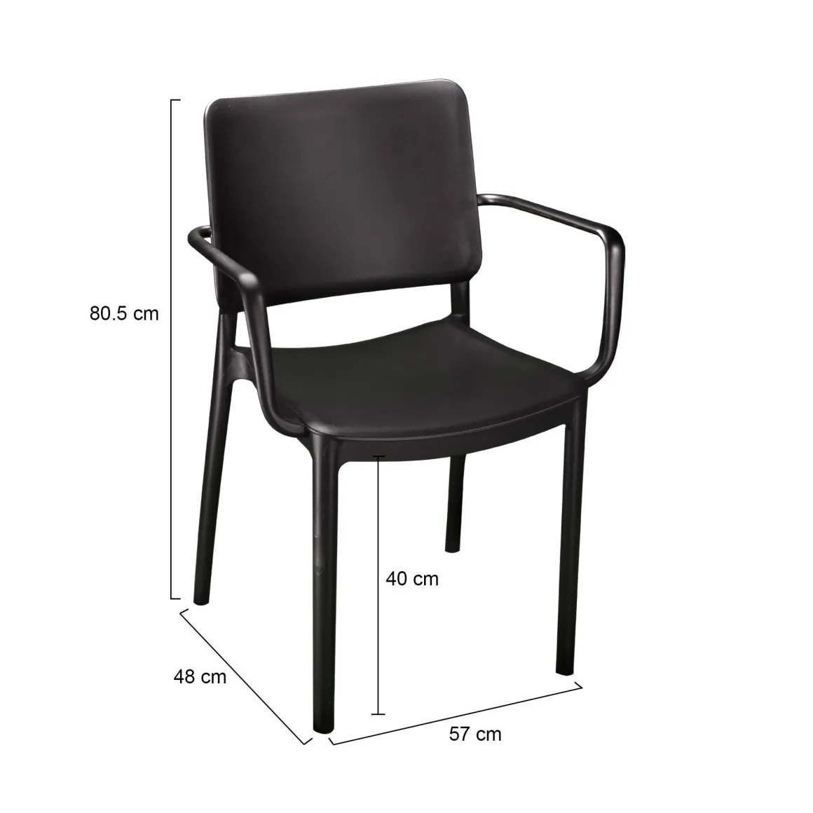 Set di 4 sedie da esterno Bontang, 57x48 h81 cm, Antracite