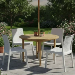 Sedie Da Esterno|Sedie > Dmora Set di 4 sedie da esterno comode - Bogor Bianco