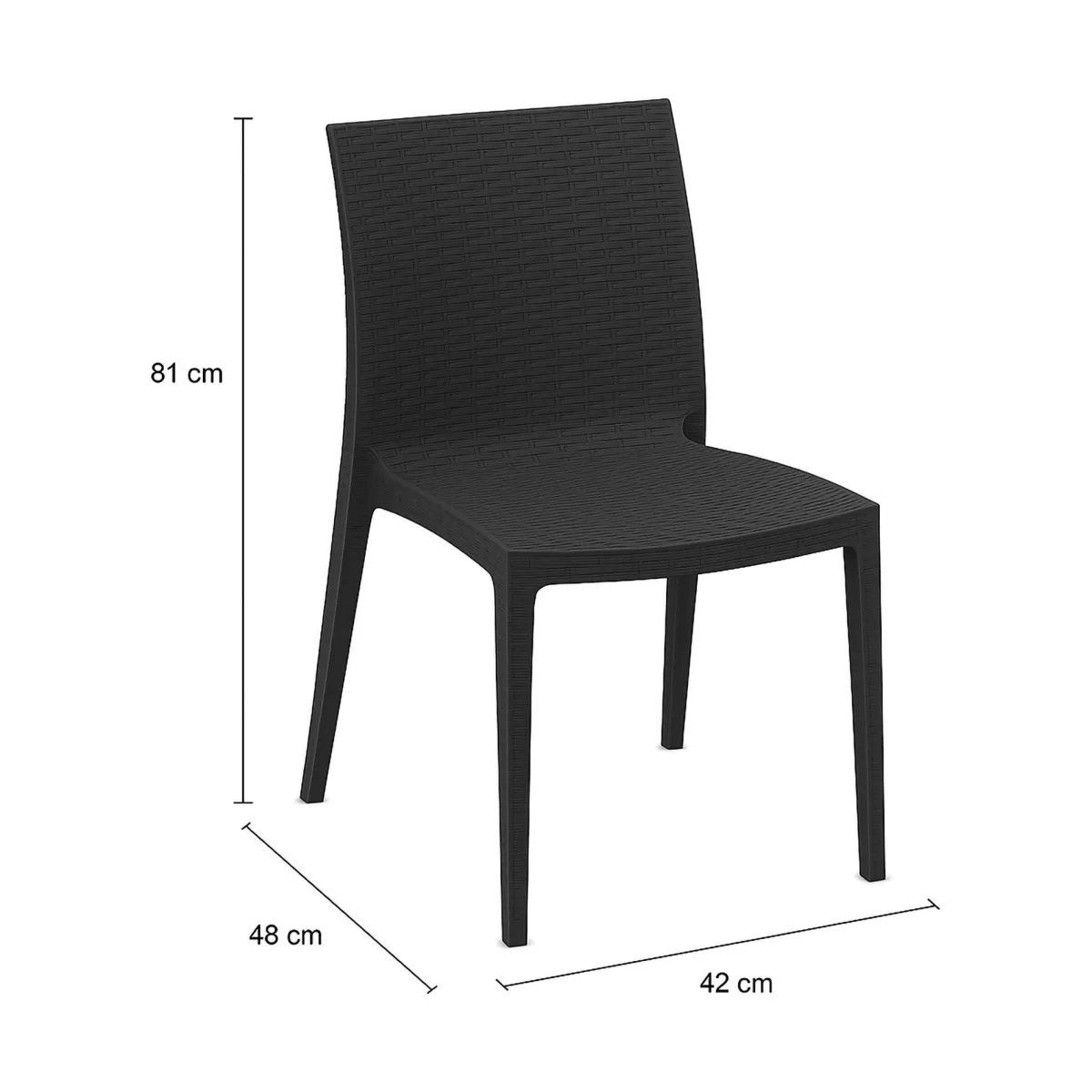 Sedie Da Esterno|Sedie > Dmora Set di 4 sedie da esterno effetto rattan impilabili antracite - Ormea Grigio Antracite