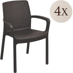 Set di 4 sedie da esterno eleganti impilabili antracite - Anacleto