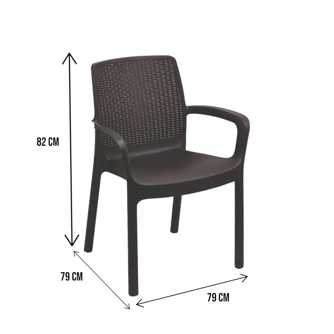Set di 4 sedie da esterno eleganti impilabili antracite - Anacleto