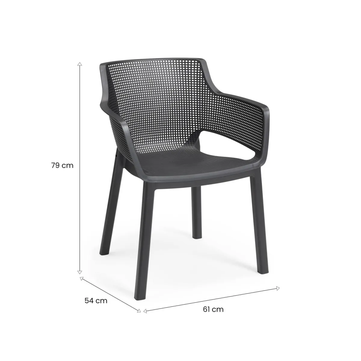 Sedie Da Esterno|Sedie > Dmora Set di 6 sedie da esterno impilabili antracite - Boisbriand Grigio Antracite