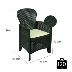 Sedie Da Esterno|Sedie > Dmora Set di 2 sedie da esterno in plastica antracite - Amilton Grigio Antracite