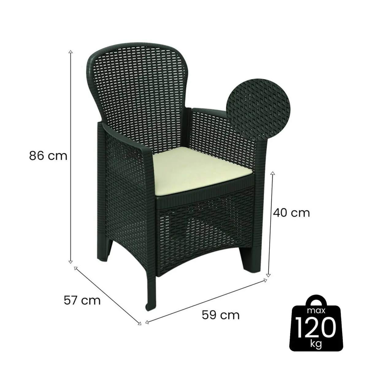 Sedie Da Esterno|Sedie > Dmora Set di 2 sedie da esterno in plastica antracite - Amilton Grigio Antracite