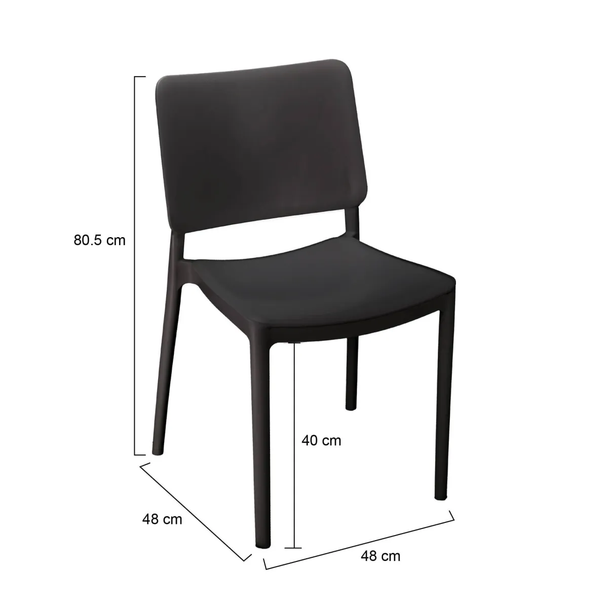 Sedie Da Esterno|Sedie > Dmora Set di 4 sedie da esterno in plastica antracite - Cirebon Grigio Antracite