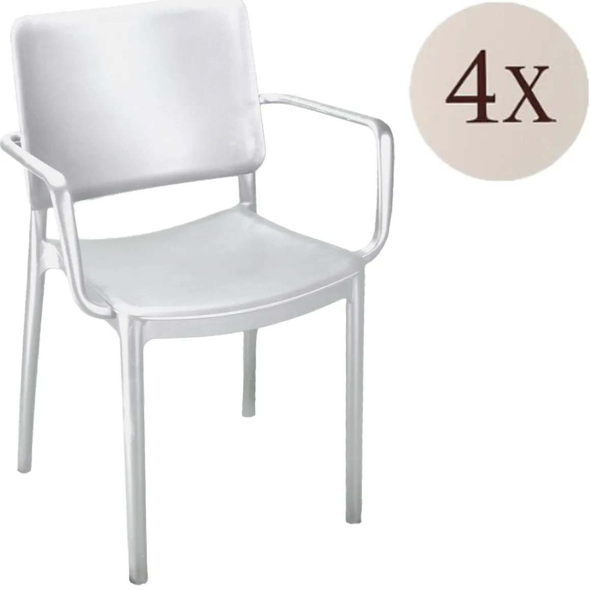 Set di 4 sedie da esterno in plastica bianco - Bontang