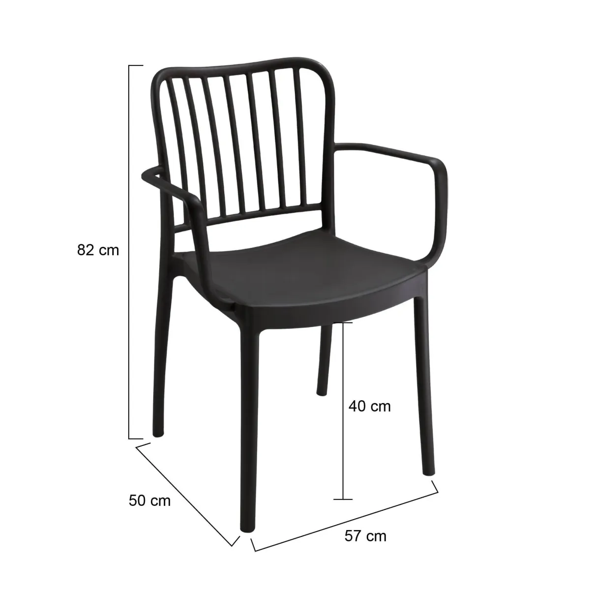 Sedie Da Esterno|Sedie > Dmora Set di 4 sedie da esterno Jember, 57x50 h82 cm, Antracite Grigio Antracite