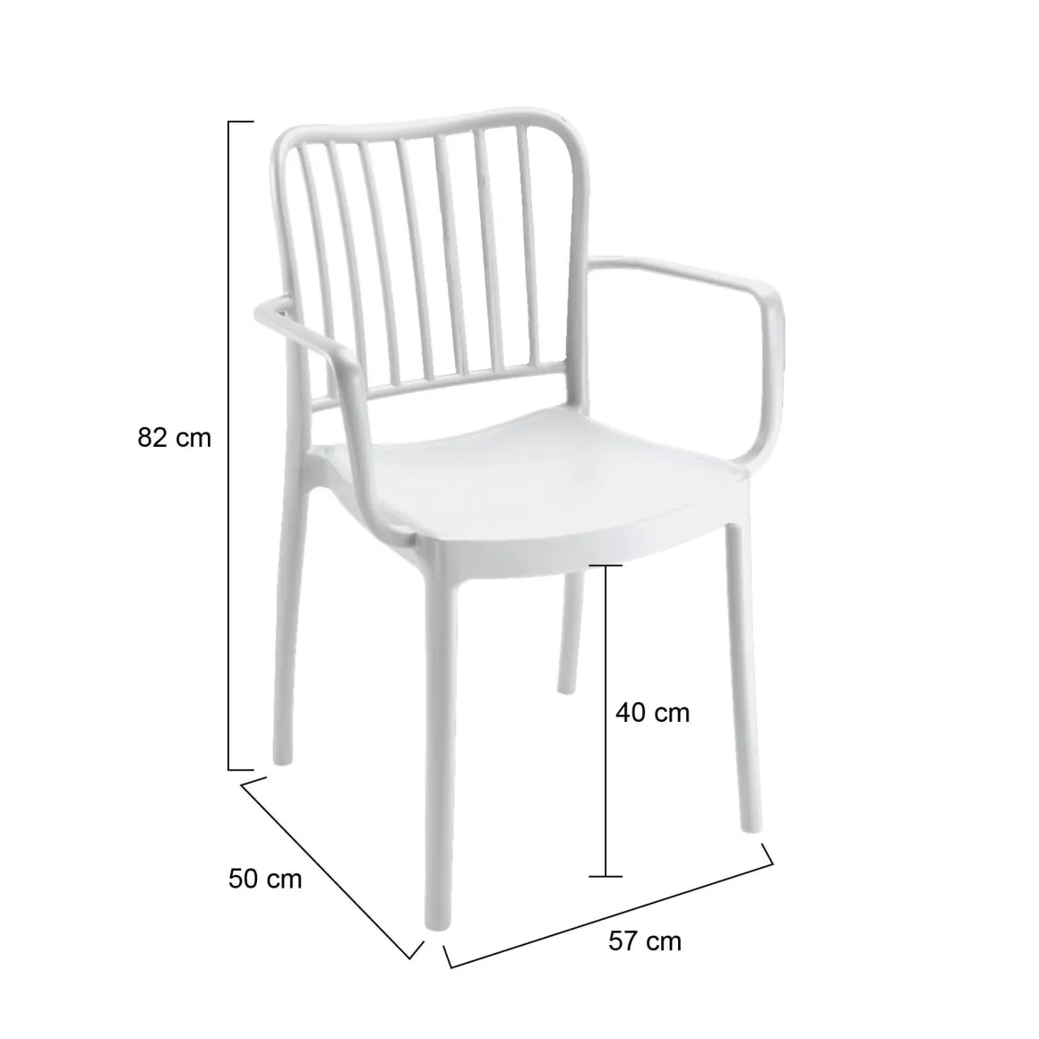 Set di 4 sedie da esterno Jember, 57x50 h82 cm, Bianco