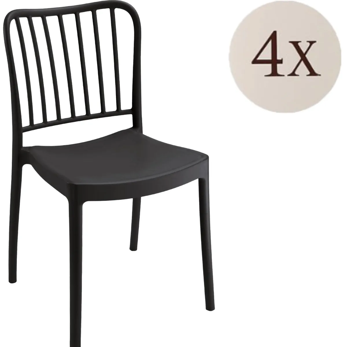Sedie Da Esterno|Sedie > Dmora Set di 4 sedie da esterno Kediri, 48x50 h82 cm, Antracite Grigio Antracite